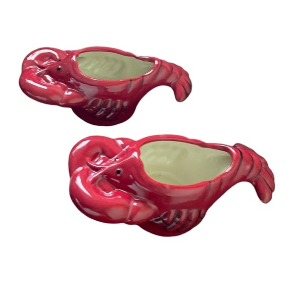 Set Of 2 Vintage Boston Warehouse Lobster Butter Warmer Dish Ceramic, Red - Picture 3 of 5